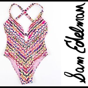 San Edelman Deep Plunge One Piece Swimsuit NWT